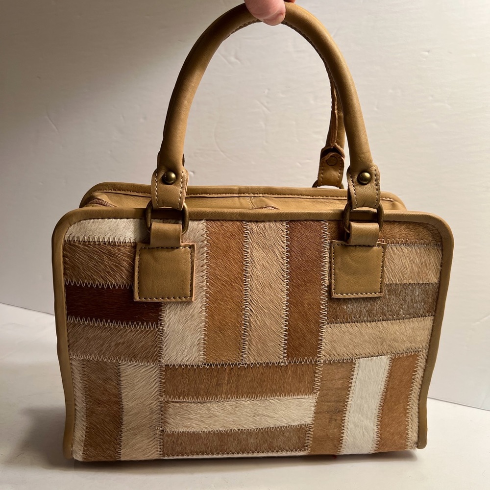 NWT Calf Hair Leather Patchwork Handbag